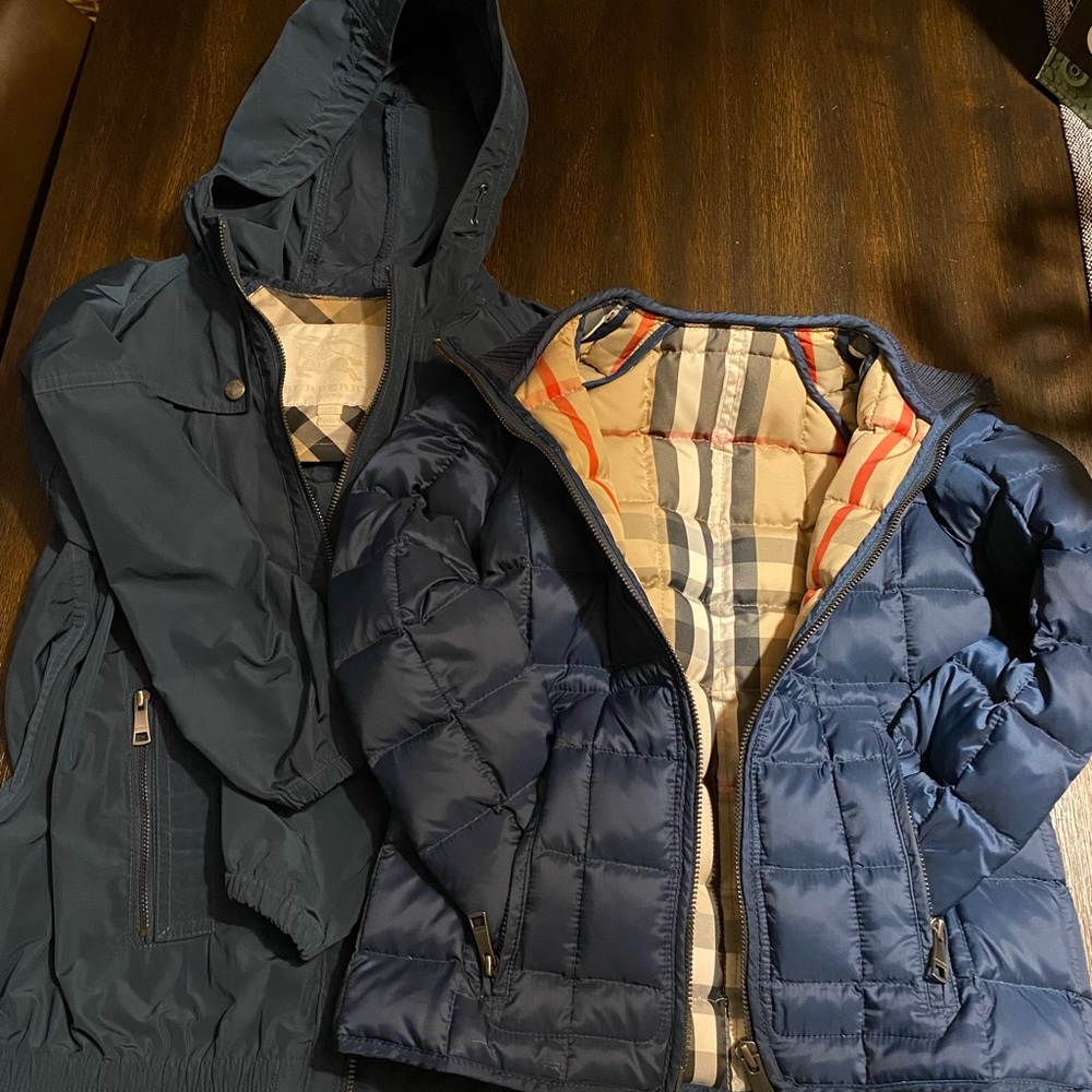 Boys Burberry Navy Quilted Jacket (Size: 7)